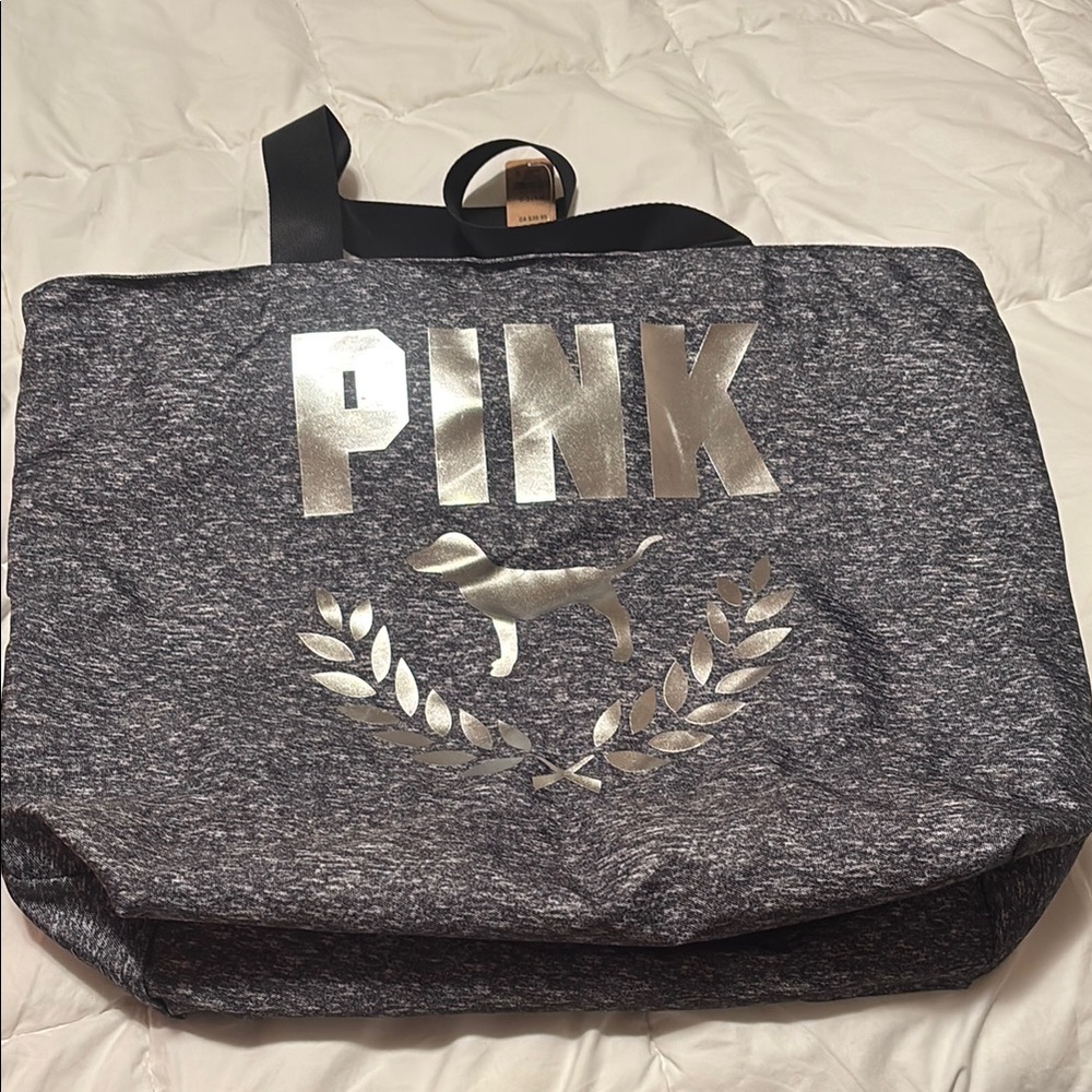 Victoria's Secret PINK Charcoal Tote with Silver Accents